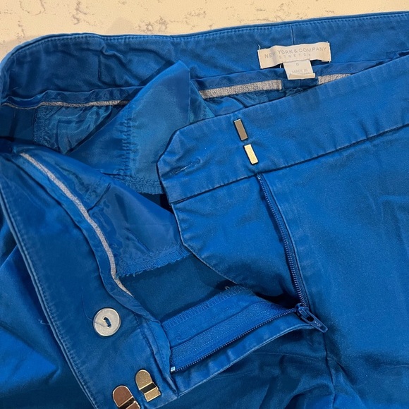 New York & Company Royal Cobalt Blue Stretch Ankle Career Office Pants Size 8 - Picture 3 of 11